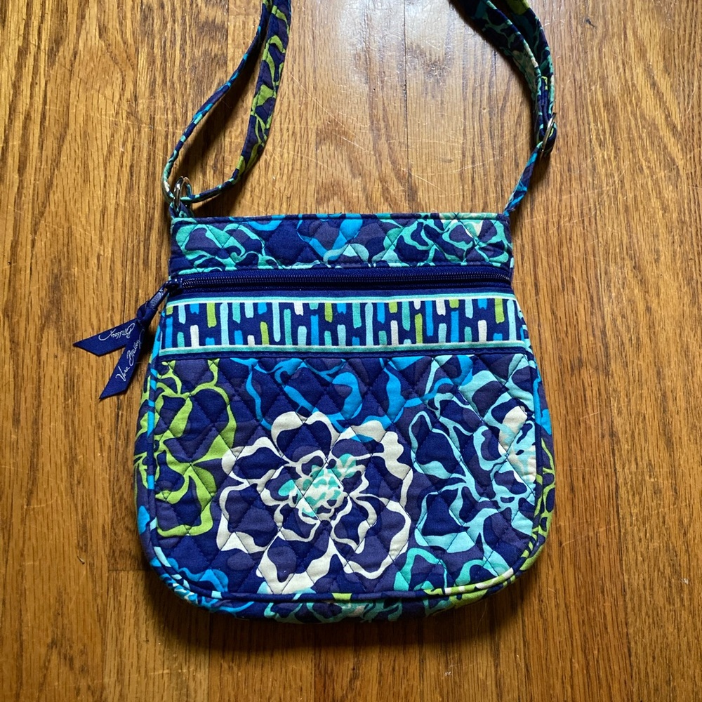 Vera Bradley small crossbody cotton blue green floral purse